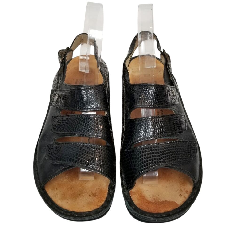 Finn Comfort Sylt Black Leather Slingback Sandals Women's Size 38 / 7.5 - Picture 2 of 13